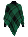 Maglione poncho a maglia a quadri con collo alto anni '50