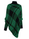 Maglione poncho a maglia a quadri con collo alto anni '50
