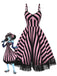 [Prevendita] Abito in pizzo nero fluorescente a righe rosa anni '50