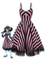 [Prevendita] Abito in pizzo nero fluorescente a righe rosa anni '50