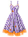 [Prevendita] Abito in pizzo viola fluorescente a righe bianco nero anni '50