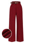 Pantaloni a gamba larga con cintura a righe rosso scuro anni '50