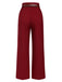 Pantaloni a gamba larga con cintura a righe rosso scuro anni '50