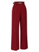 Pantaloni a gamba larga con cintura a righe rosso scuro anni '50