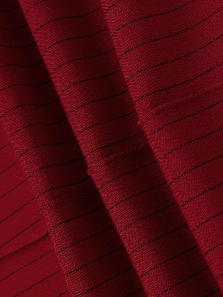 Pantaloni a gamba larga con cintura a righe rosso scuro anni '50