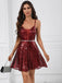 Abito spalline sottili paillettes rosso scuro anni '20