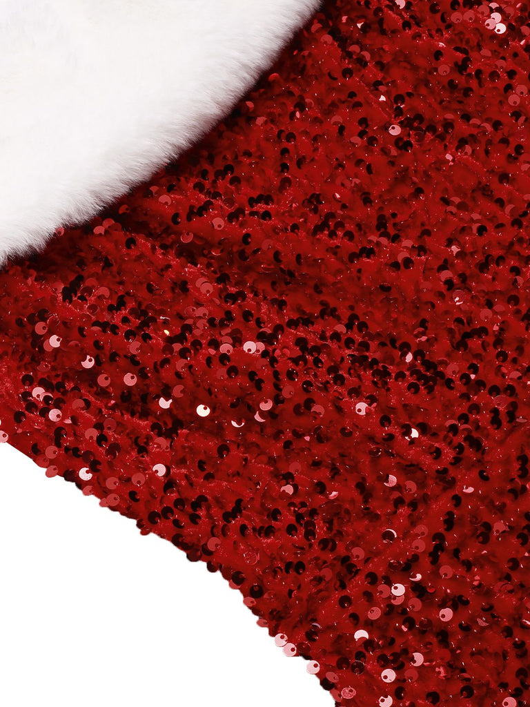 Abito con paillettes pelliccia e spalle scoperte rosso anni '50