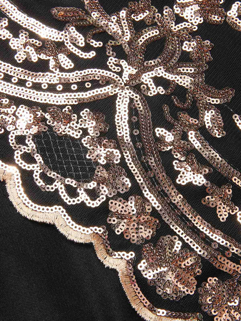 Abito lungo in rete paillettes scollo a V profondo beige anni '30