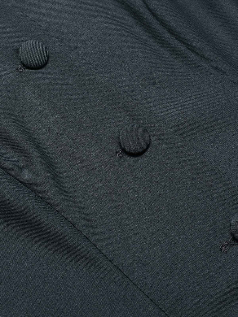 Cappotto corto con fiocco sul risvolto grigio scuro anni '50