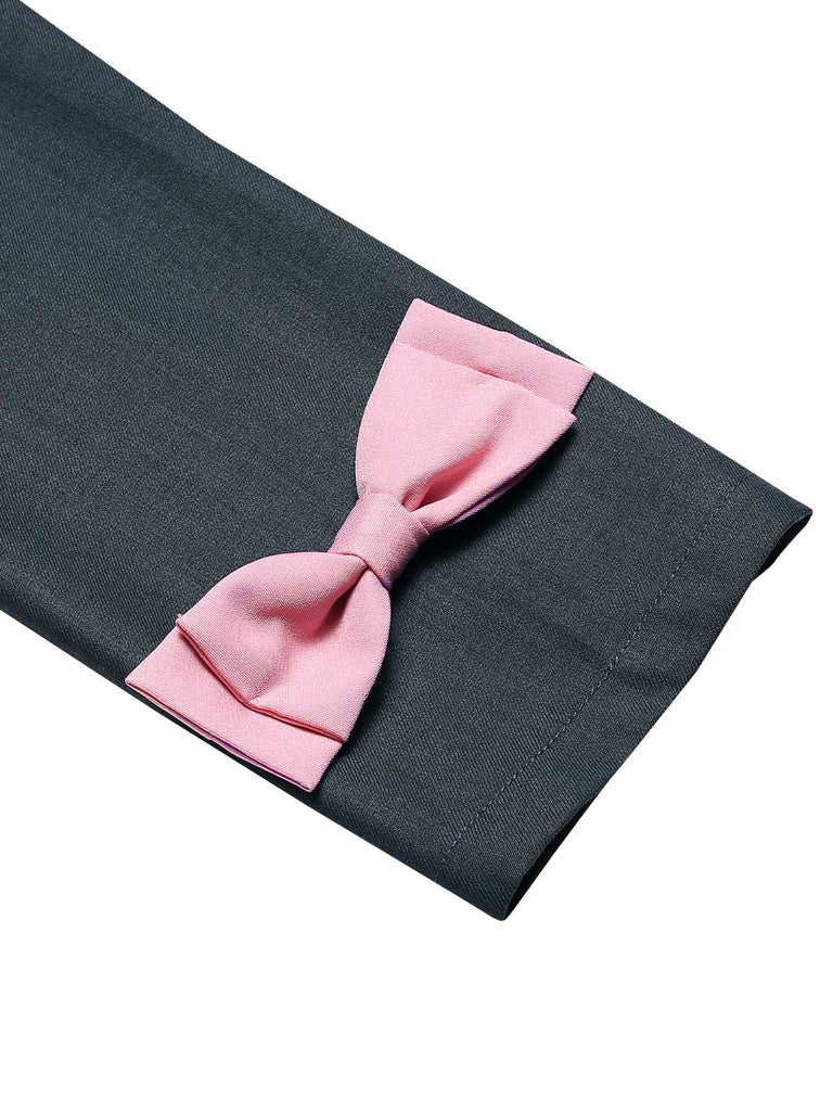 Cappotto corto con fiocco sul risvolto grigio scuro anni '50