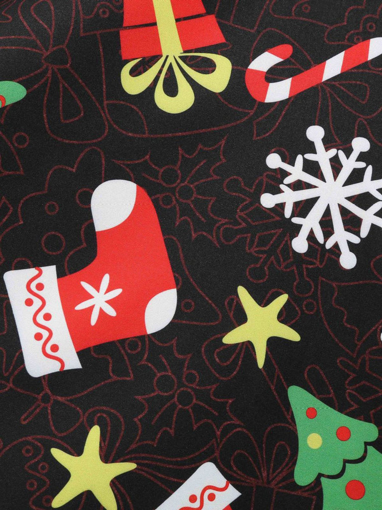Abito a forma di albero di Natale con cintura nero anni '50