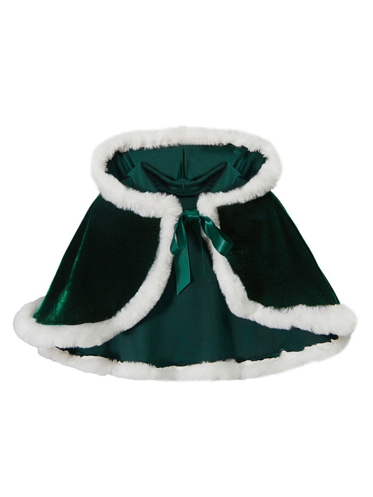 Mantello con cappuccio in velluto natalizi anni '50