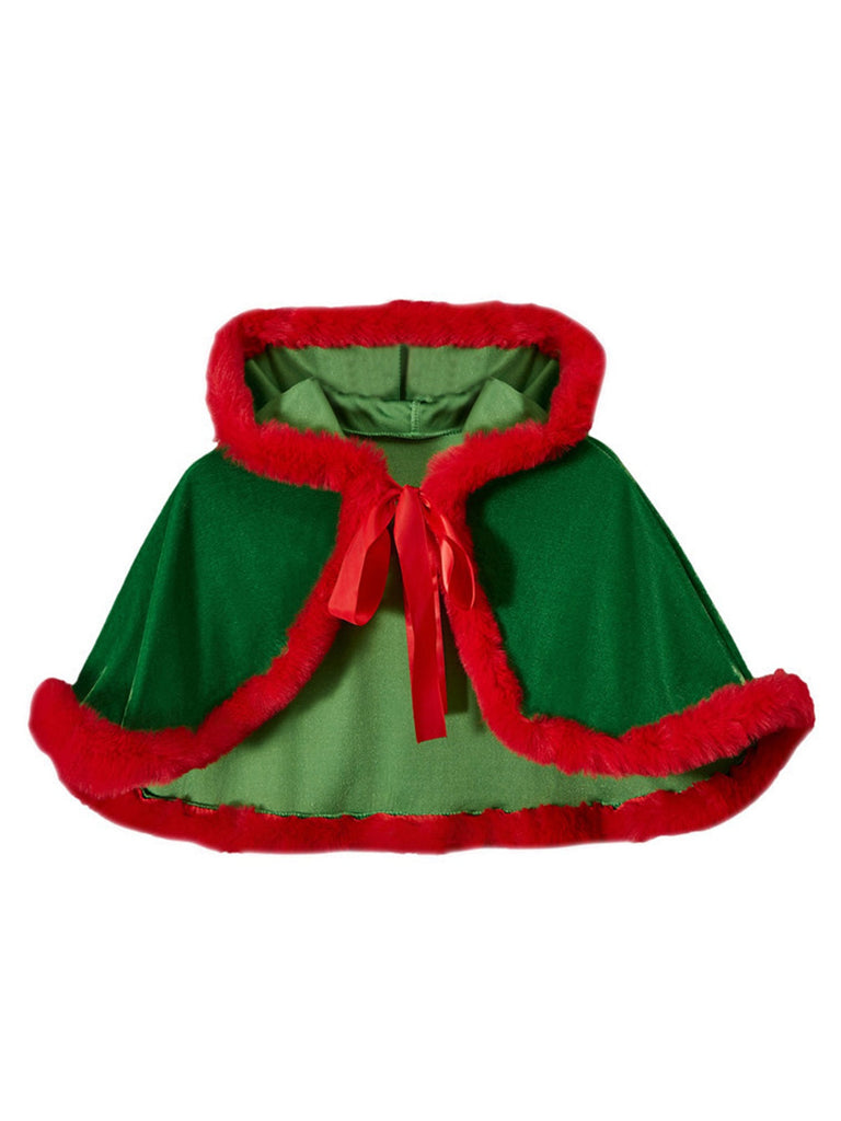 Mantello con cappuccio in velluto natalizi anni '50