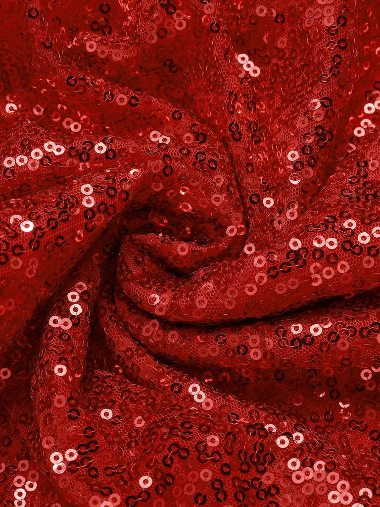 Abito  con spalle scoperte in pelliccia natalizio rosso anni '50