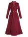 Cappotto lungo in pelle scamosciata revers bordeaux anni '30