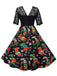 Abito patchwork in pizzo con calza di Natale nero anni '50