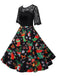 Abito patchwork in pizzo con calza di Natale nero anni '50