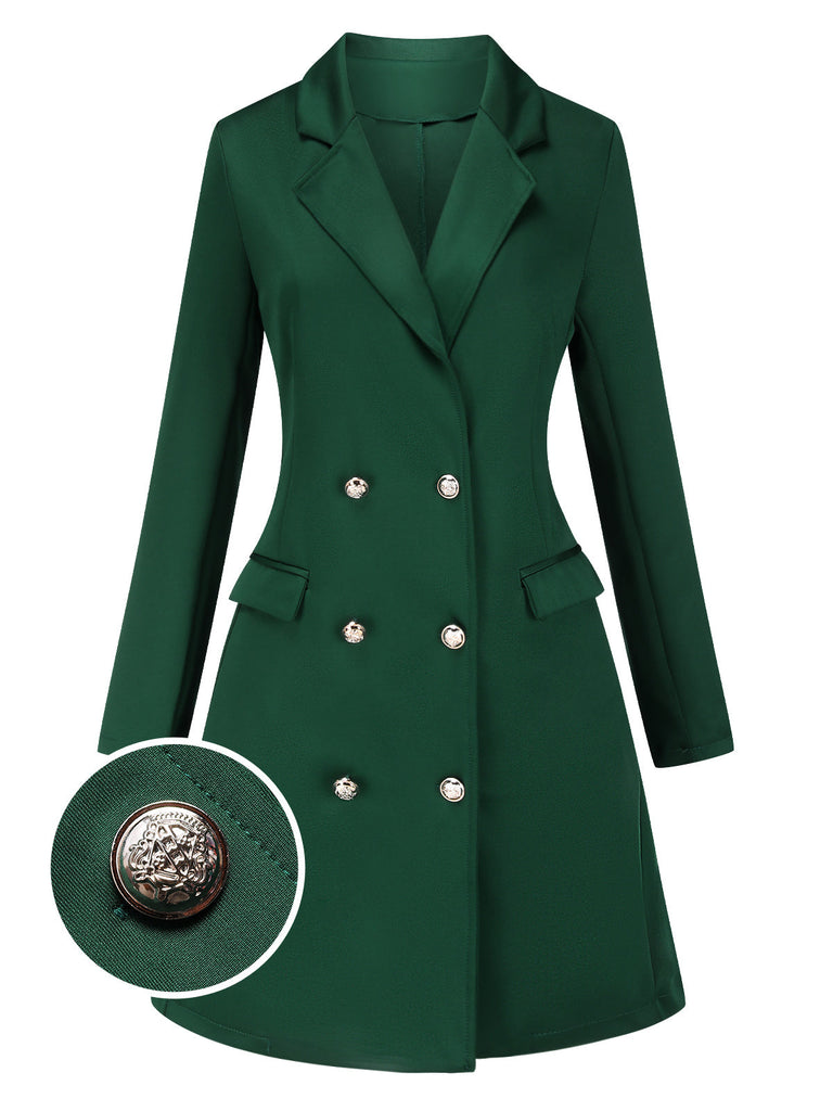 Cappotto doppiopetto tinta unita verde anni '40