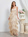 Abito lungo spalline sottili nappe beige anni '20