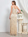 Abito lungo spalline sottili nappe beige anni '20