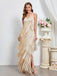 Abito lungo spalline sottili nappe beige anni '20