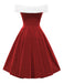Abito in velluto con spalle scoperte Natale rosso anni '50