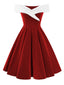 Abito in velluto con spalle scoperte Natale rosso anni '50