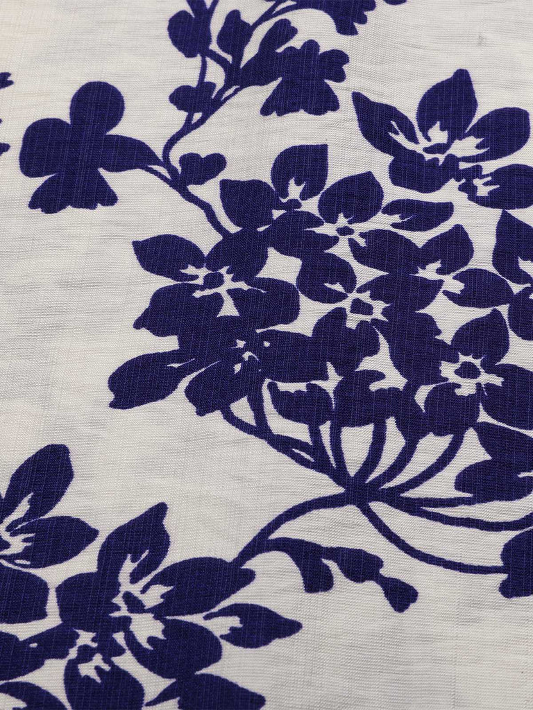 Abito scollo a cuore e bottoni floreali blu anni '50