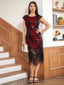 Abito motivo floreale nappe paillettes anni '20