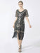 Abito frange paillettes scollo a V anni '20