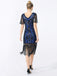 Abito frange paillettes scollo a V anni '20
