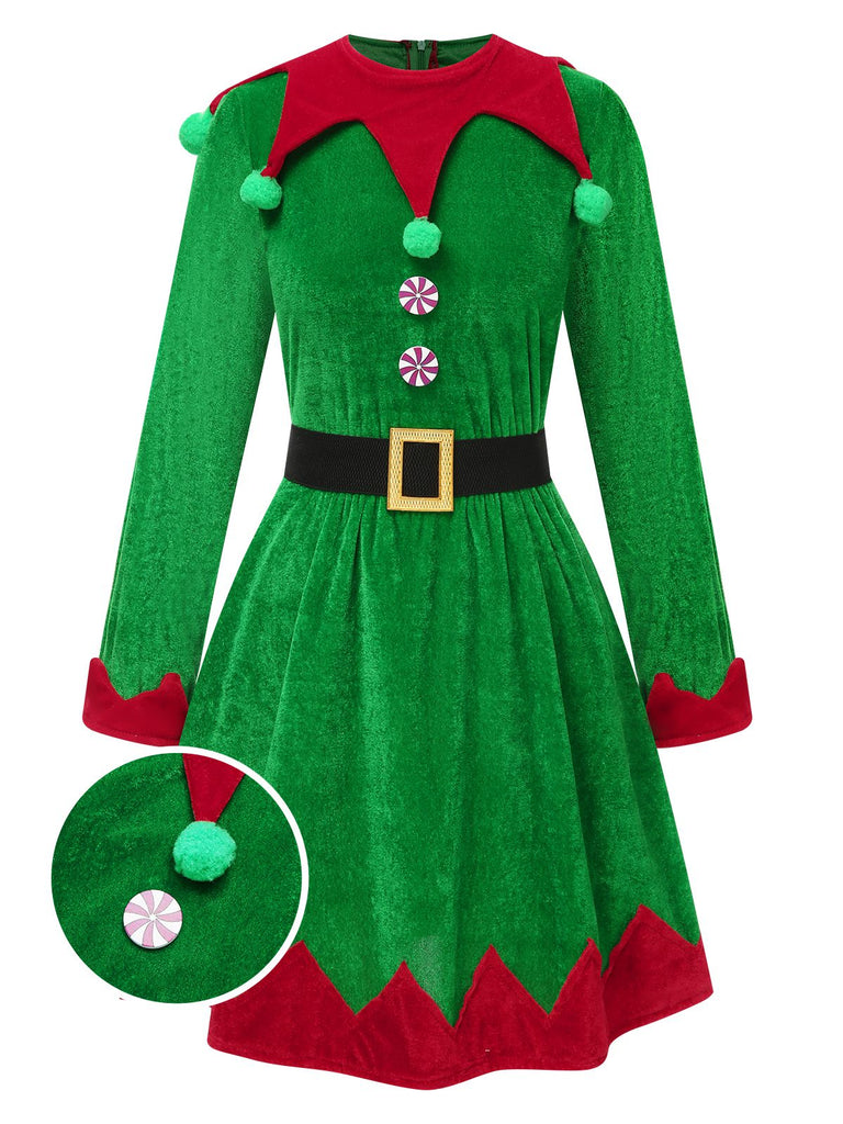 Completo da elfo di Natale verde anni '40