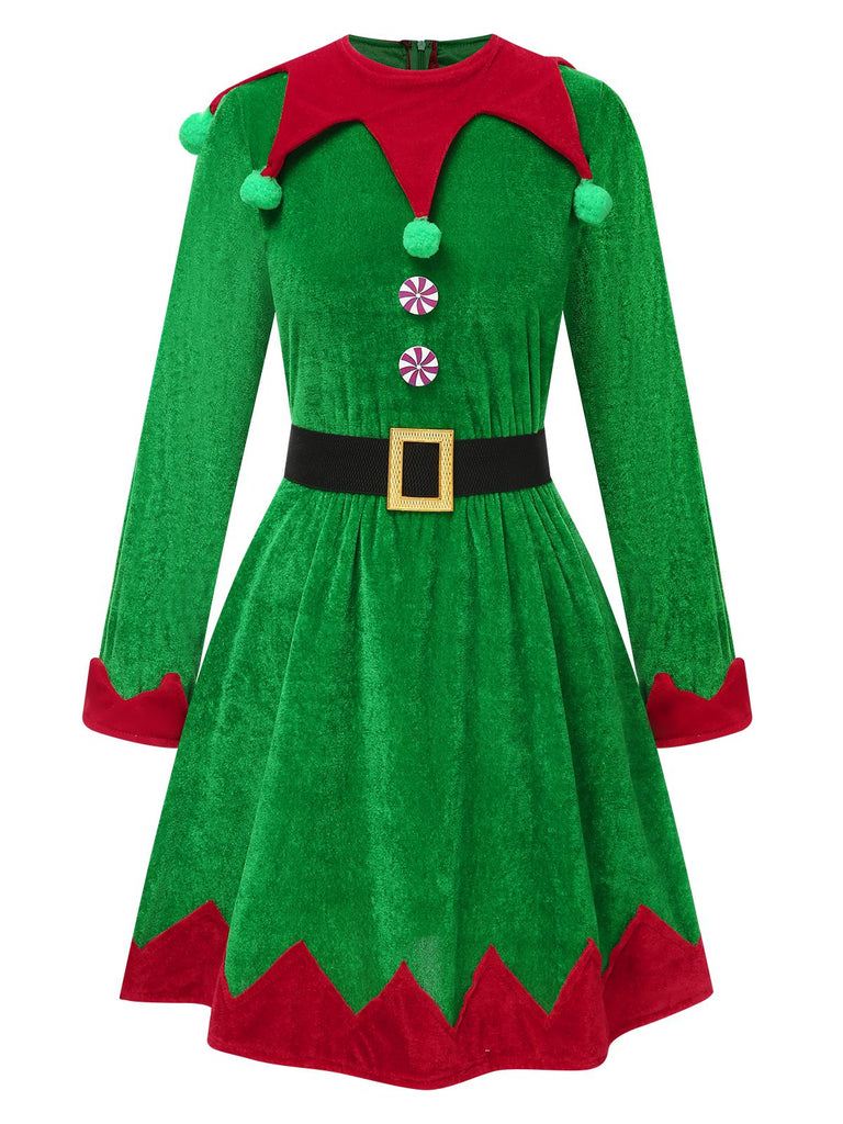 Completo da elfo di Natale verde anni '40