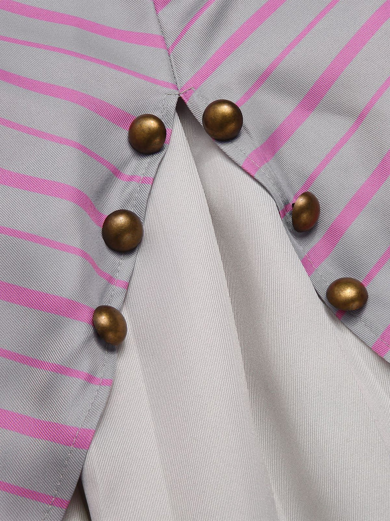 3PCS Completo con bottoni e righe a balze anni '40