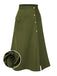 Gonna con spacchi e bottoni verde oliva anni '40