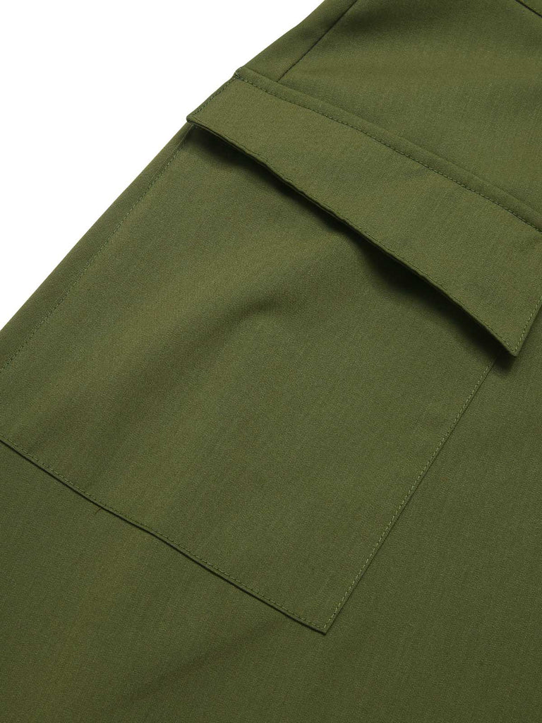 Gonna con spacchi e bottoni verde oliva anni '40