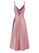 Camicia da notte in raso spacco laterale rosa anni '30