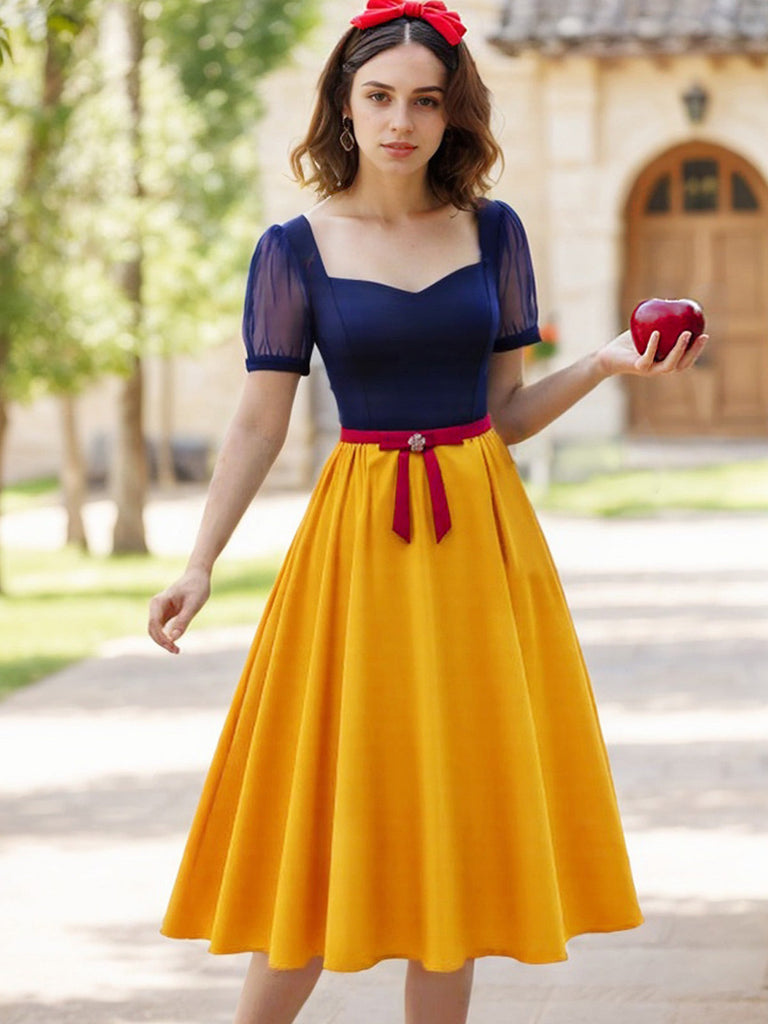 Abito da principessa con fiocco e scollo a cuore anni '40