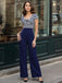Tuta lunga patchwork a righe fiocco cavo rosso anni '50