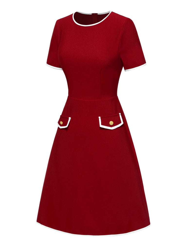 Abito con finte tasche rosso anni '60