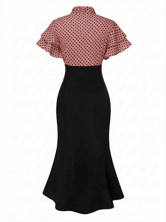 [Prevendita] Abito da sirena con laccetti al collo rosa anni '30