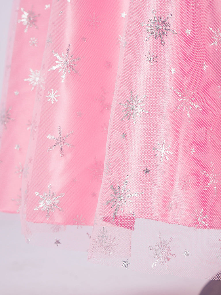 Top con paillettes Wicked e gonna a rete a ruota rosa anni '70