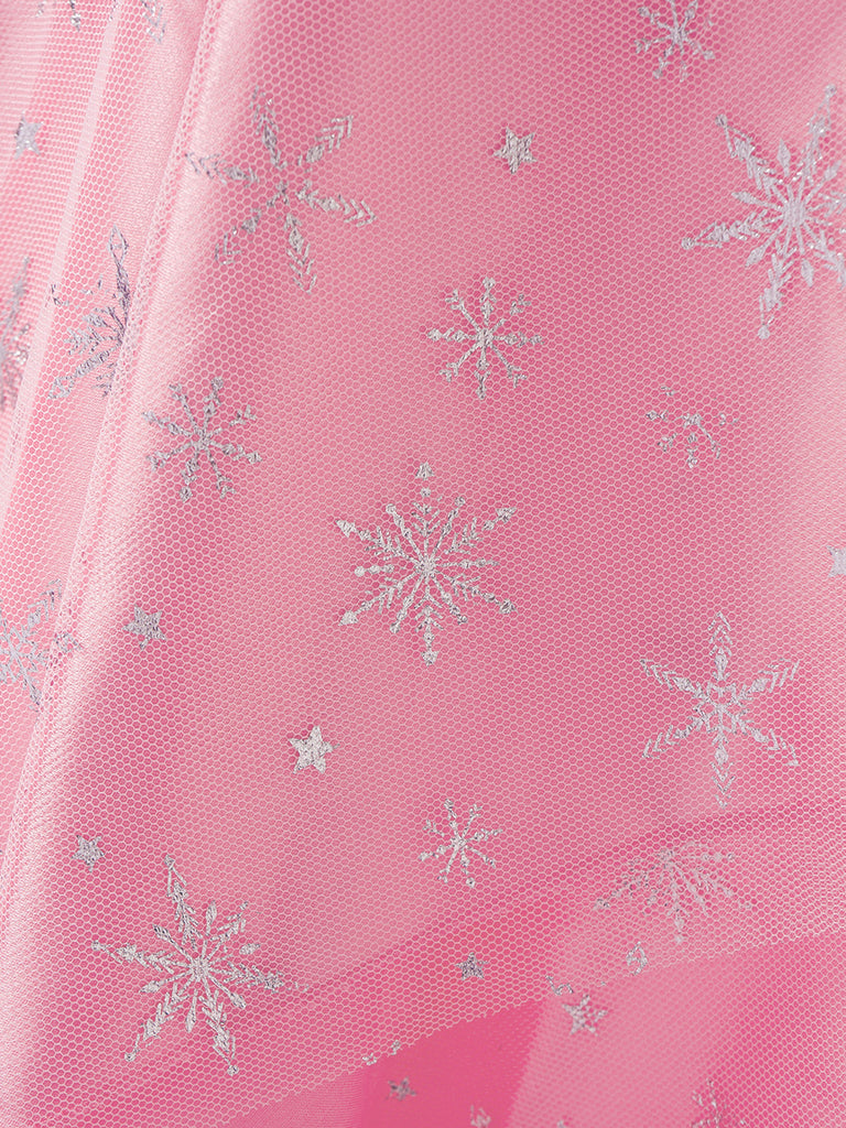 Top con paillettes Wicked e gonna a rete a ruota rosa anni '70