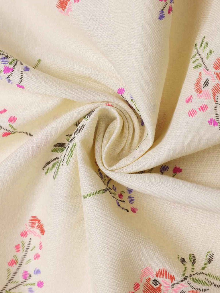 Abito floreale maniche a sbuffo puro cotone beige anni '40