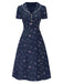 Abito floreale maniche a sbuffo puro cotone beige anni '40