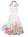 Abito floreale patchwork con revers bianco anni '40