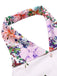Abito floreale patchwork con revers bianco anni '40