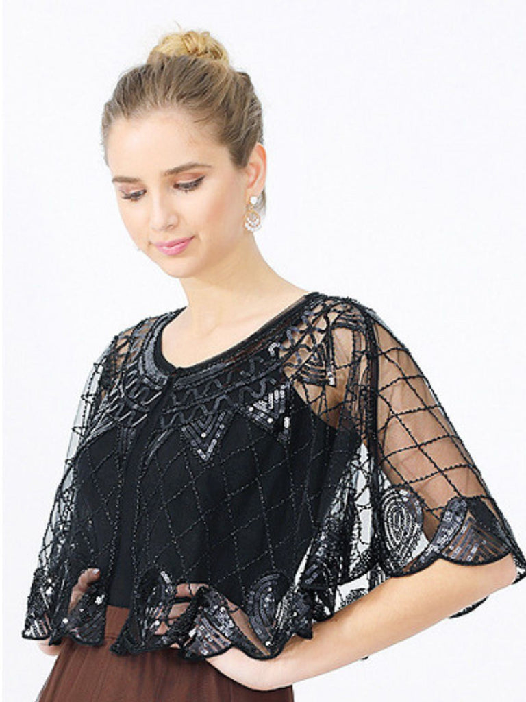 Mantello Argyle paillettes in rete vintage anni '20