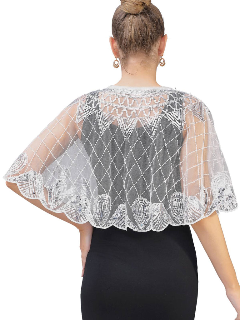 Mantello Argyle paillettes in rete vintage anni '20