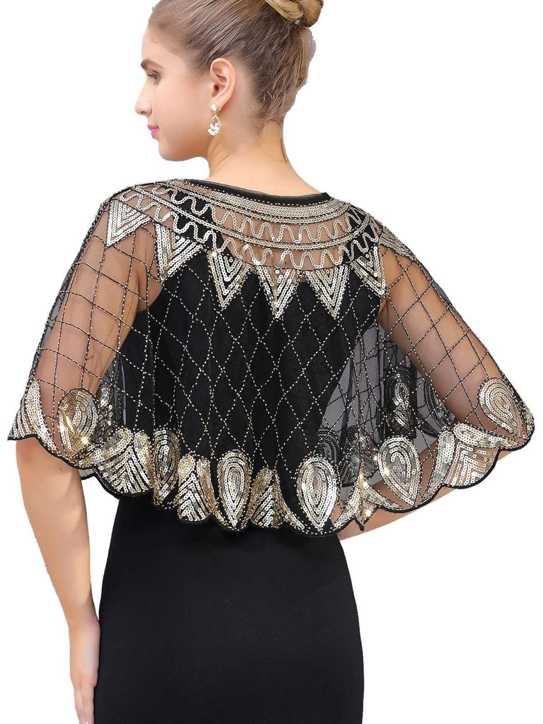 Mantello Argyle paillettes in rete vintage anni '20